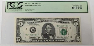 Fr. 1973-B* 1974 $5 Federal Reserve Star Note PCGS 64PPQ - Picture 1 of 2