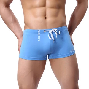 Men Swim Trunks Boxer Shorts Swimwear Summer Beachwear Drawstring Bathing - Picture 1 of 39