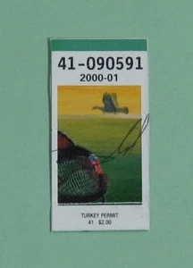 2000 Vintage New York Resident Turkey Hunting License Permit Stamp  - Picture 1 of 1