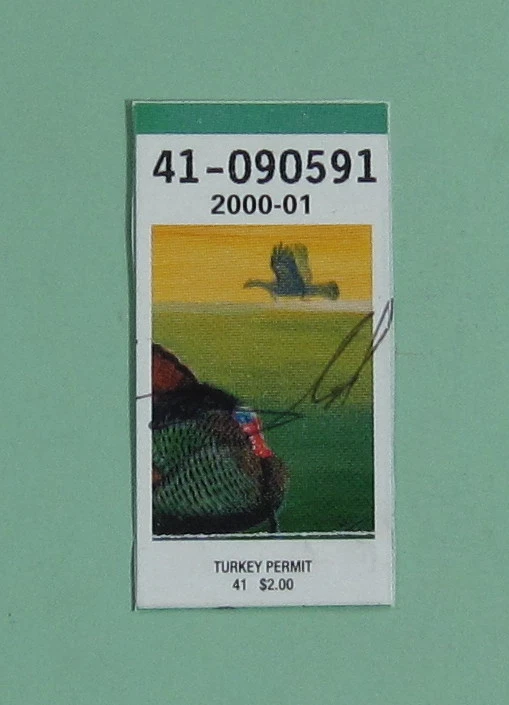2000 Vintage New York Resident Turkey Hunting License Permit Stamp  - Image 1 of 1