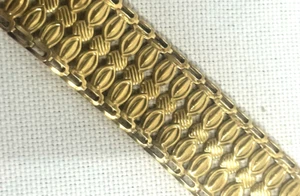 Beautiful REAL Solid 14k Yellow Gold fancy UNIQUE LINK Wide Bracelet 7" ITALY - Picture 1 of 14