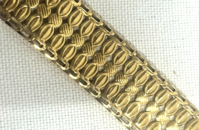 Hermoso Brazalete Ancho REAL Sólido Oro Amarillo 14k Elegante ENLACE ÚNICO 7" ITALIA Foto 1 de 4