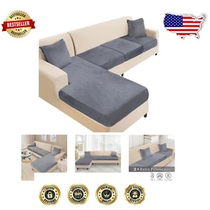 Elegant Dark Grey Sectional Sofa Covers - Machine Washable & Easy to Install - Picture 1 of 8