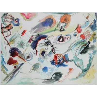 WASSILY KANDINSKY BOOKPLATE PRINT FIRST ABSTRACT WTRCLR Modern Art Vintage 1962 - Image 1 of 2