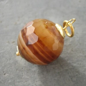 Colgante bola ágata bola 20 mm bola facetada plata 925 chapada en oro - Imagen 1 de 5