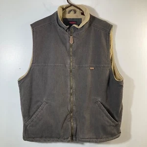 Mens Wolverine Sherpa Lined Zip Duck Canvas Vest Brown XL Cotton Polyester - Picture 1 of 7
