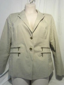 MICHAEL KORS Stone Beige Caqui Blazer Chaqueta Mujer 14 NUEVO CON ETIQUETAS $120 - Imagen 1 de 7