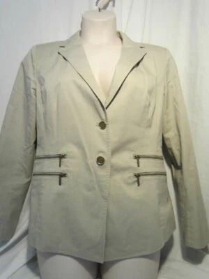 MICHAEL KORS Stone Beige Caqui Blazer Chaqueta Mujer 14 NUEVO CON ETIQUETAS $120 Foto 1 de 4