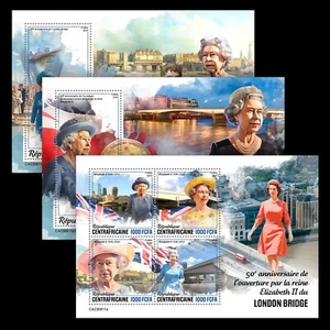 Queen Elizabeth Opens New London Bridge MNH Stamps 2023 Central African M/S+2S/S - Picture 1 of 4