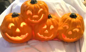 Molde soplado vintage 18" PILA DE CALABAZAS Halloween TRENDMASTER luz JACK-O-LANTERN - Imagen 1 de 12
