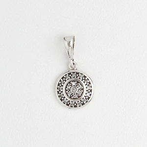Coin Pendant for Women and Girls in White Gold Filled with Cubic Zirconia - Picture 1 of 7