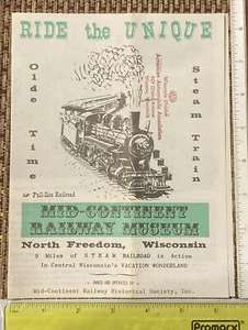 Ride The Unique Olde Time Steam Train North Freedom Wisconsin Museum epherma - Picture 1 of 3