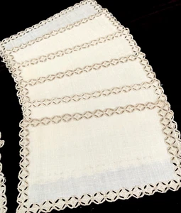 11 Vintage Madeira Marghab Hand Embroidered Cocktail Napkins Ponto Grega  YY719 - Picture 1 of 4