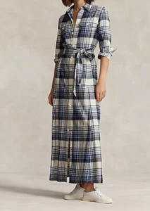 Polo Ralph Lauren Kleid Hemdkleid Blusenkleid 38 36 Baumwolle Blau Weis Karo - Bild 1 von 5