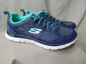 Skechers Womens Flex Sole Blue Casual Shoes Sneakers SZ 6.5 - Picture 1 of 8