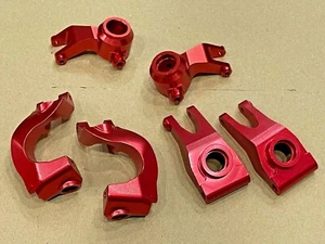 Mozzo C anteriore alluminio + supporto + set mozzo posteriore per ARRMA 1/10 Big Rock Typhon 3s rosso - Foto 1 di 5
