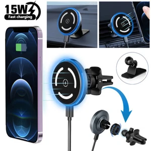 Magsafe Car Mount Charger for iPhone Magnetic 15W Dashboard Car Charging Mount - Picture 1 of 15
