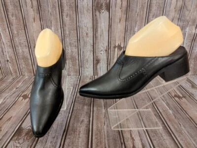 Talla 39/8.5 M.Gemi Cuero Negro Punta Occidental Zapatos Mules Botas Usadas en Excelente Condición! Foto 1 de 4