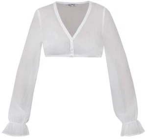 MarJo Dirndlbluse Arnstein weiß langarm V-Ausschnitt Damen Gr. 36 40 42 - Bild 1 von 2