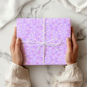 Sprinkles Pattern Wrapping Paper A2 Sheet Birthday Gift Wrap W27 Purple - Picture 1 of 5