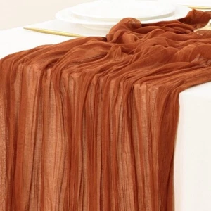 Socomi Terracotta Table Runner Cheesecloth 120 inch - 10FT Boho Rustic Gauze - Picture 1 of 5