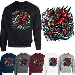 Sudadera del Día de San David para Hombres Galés Rojo Dragón Gales Unisex Regalo Jersey - Imagen 1 de 16