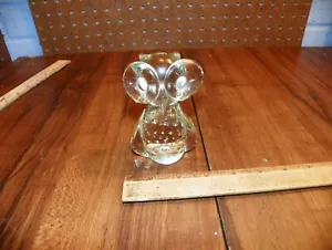 Vintage Blown Glass w/ Bubbles Owl Figurine / Paperweight - Picture 1 of 4