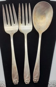 3 Stück Rogers Narzisse Versilbert 1847 IS Besteck Serviergabeln und Löffel - Bild 1 von 9