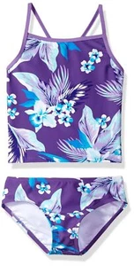 Kanu Surf Girls Melanie Beach Sport Tankini Swimsuit Alania Floral Purple Sz 10 - Picture 1 of 8