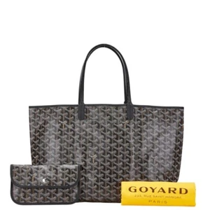 GOYARD Saint Louis PM Tote Shoulder Bag PVC Brown Pouch Leather Used Japan F/S - Picture 1 of 16