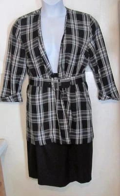 Miss Dorby misses sz 10 black plaid jacket blazer & Liz skirt 12 lot j138 - Image 1 of 4