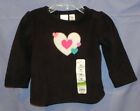NWT Infant Gir'ls Applique Microfleece Top from Jumping Beans/Black w/Hearts-18m