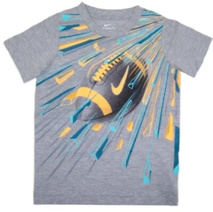 Nike Little Boys Athletic Cut Short Sleeve Football T Shirt Gray Size 6 - Picture 1 of 3