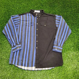 Vintage 90s Western Rodeo Button Shirt XL 24x31 Black Blue - Picture 1 of 13