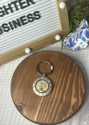 vintage San Diego State circle Shaped Metal Keychain - Rhinestones Palm & moon - Image 1 of 3