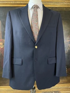 Chaps 42R Navy Blue 100% Wool Polo Gold Button 2Btn Blazer Jacket Sport Coat - Picture 1 of 11
