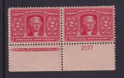 1904 Sc 324 Louisiana Purchase MHRs full OG with RARE plate number & imprint (K4 - Image 1 of 2