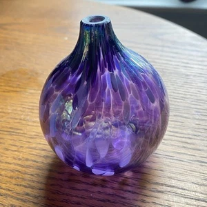 Vaso vintage Don Drumm prugna viola iridescente piccolo bocciolo in vetro - Foto 1 di 7