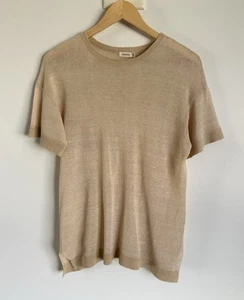Ghanda Oversized Linen T-shirt In Beige Size XS Au 6 8 10 12 Mint Condition $69 - Picture 1 of 6