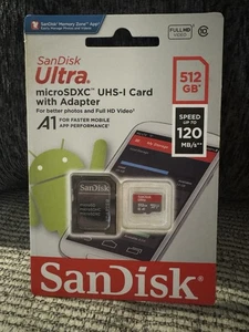 SanDisk Ultra Micro SD UHS-I Memory Card 512GB w/ Adapter NEW SEALED Box - Picture 1 of 2