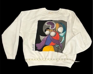 Sudadera Vintage Años 90 Pablo Picasso Mujer Con Gráfico Flor Talla S/M Bolsillos - Imagen 1 de 4