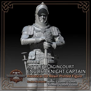 Agincourt English Knight Cpt - 3D Resin Print Figure Model - Scale 90mm to 300mm - Picture 1 of 15
