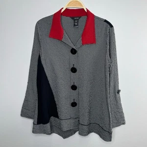 Ali Miles Button Front Top Size Medium 3/4 Sleeve Asymmetric Lagenlook Artsy - Picture 1 of 9
