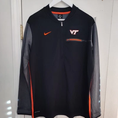 Nike Virginia Tech Hokies 1/4 Zip Black Pullover Mens Sze L Dri-Fit Embroidered - Image 1 of 4