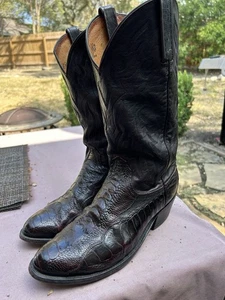 Lucchese 1883 exotisches Straußenbein brüniert dunkle Kirsche Herren 8,5 2E sauber N1022R4 - Bild 1 von 19