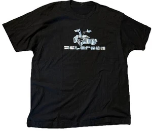 T-shirt Delorean XL nera argento riflettente ~ auto di ritorno al futuro ~ NUOVA! - Foto 1 di 3