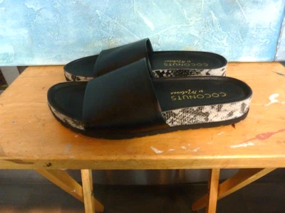 COCONUTS BY MATISSE BLACK LEATHER SLIDE SANDALS    WOMENS SZ. 8M       NWOB - Image 1 of 4