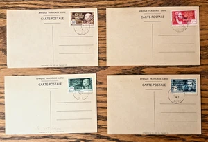 ÁFRICA ECUATORIAL FRANCESA Scott #129-132 en postales de De Gaulle CV $68 - Imagen 1 de 6