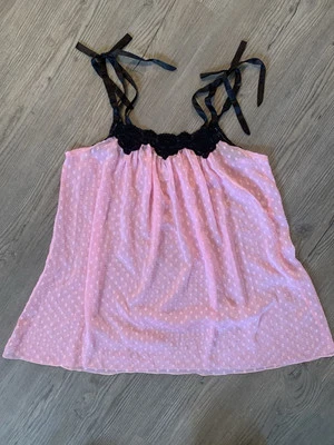 Cabernet Vintage Pink Short Nightie Nightgown Cottagecore Babydoll Lace Trim SzS - Image 1 of 4