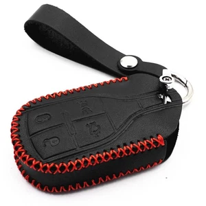 4 Buttons Black Leather Key Fob Cover for Maserati Ghibli Quattroporte Levante - Picture 1 of 5
